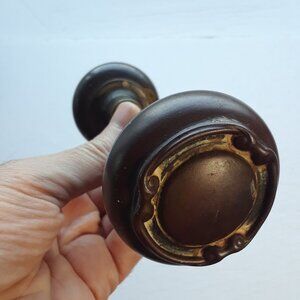 Pair of Vintage Brass Doorknobs - brown, art nouveau, slightly ornate